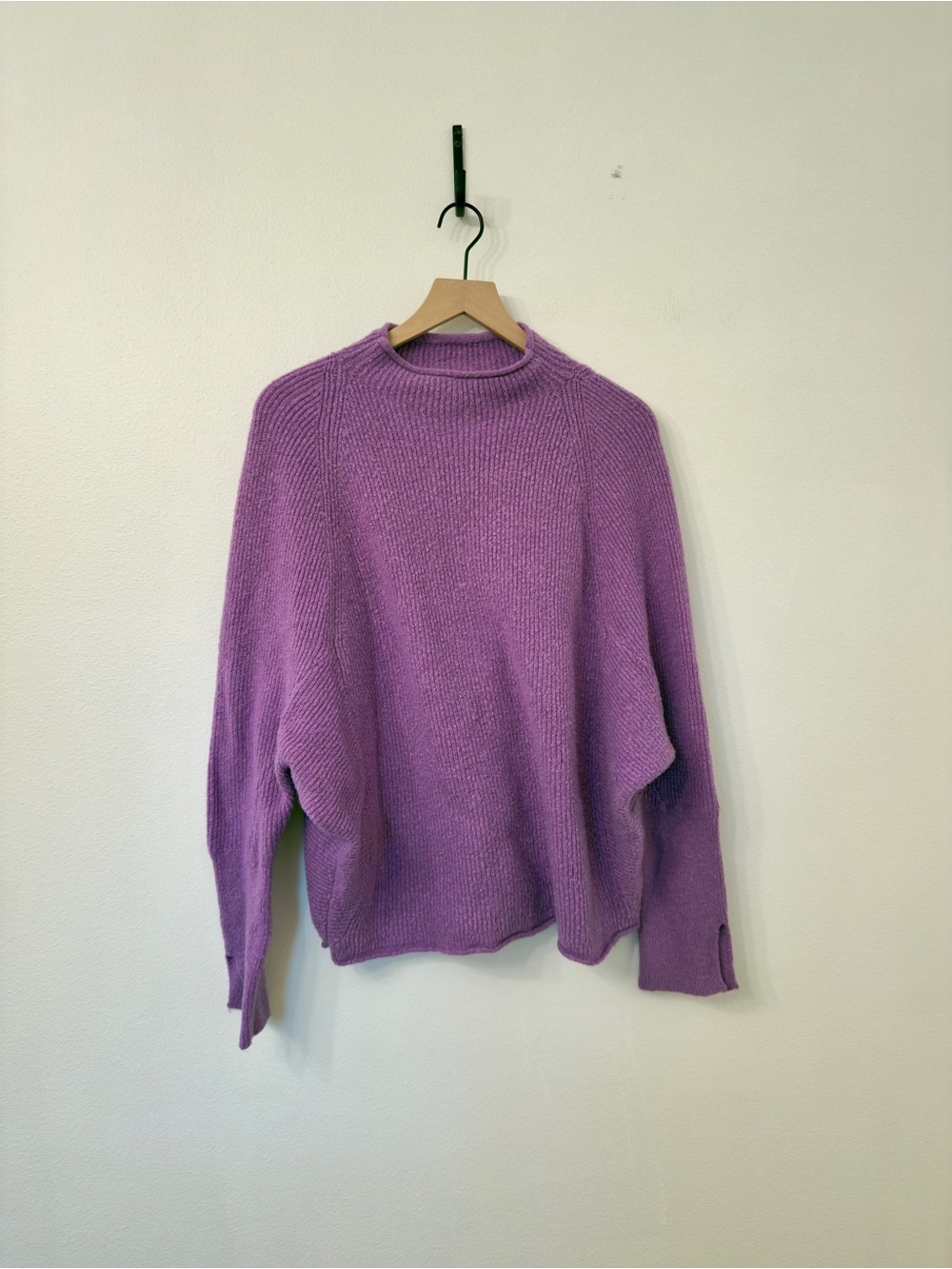 Women's Purple Mock Neck Sweater - Relaxed Knit Pullover